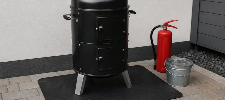 Smoker Brandschutz: Abstand, Unterlage und Feuerloeschmittel